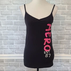 Camiseta sin mangas Aeropostale negra con correa de espagueti estilo Y2K retro verano algodón grande - Imagen 1 de 8