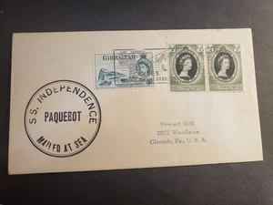 Steamer SS INDEPENDENCE Naval Cover 1954 PAQUEBOT Cachet GIBRALTAR - Picture 1 of 2