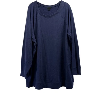 Torrid Women's Sweatshirt Top 3X Solid Blue Raglan Sleeve Fleece Soft Stretch - Image 1 of 4