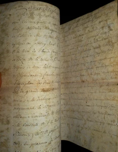 1763 antique parchment document 1 leaf manuscript vellum acquisition purchase - Picture 1 of 6