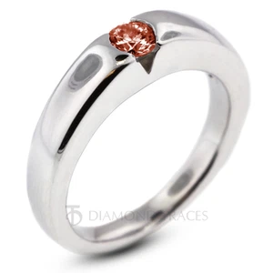 0.62ct Red SI1 Round Natural Certified Diamond 14k Solitaire Engagement Ring - Picture 1 of 5