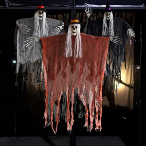 Skeleton Hanging Halloween Decoration Hooded Skeleton Hanging Haunted House - Picture 1 of 20