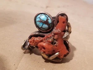Faberge Antique Snake Love Ring Coral Turquois Imperial Tsar Era 1890 - Picture 1 of 24