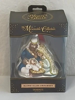 Demdaco Mercantile Collection HOLY FAMILY Nativity Blown Glass Ornament 3.5" EUC - Image 1 of 4