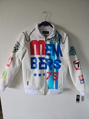 Members Only Racing Motorcycle Faux Leather Full Zip Bomber Jacket Men’s Small - Image 1 of 4