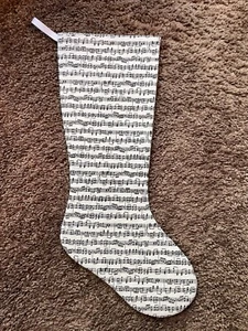 NEW Uniq Lg 18 in Handmade Quilted Christmas Stocking Music Note Notes - Picture 1 of 1