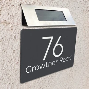 Personalized House Number Plaque with Solar Light LED Custom Door Number Sign - Picture 1 of 5