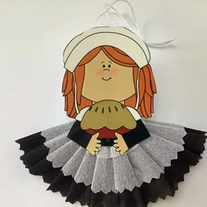 Papierpuppe Vintage Erntedank Feder Baumschmuck Geschenkanhänger Pilgerartikel # TA - Bild 1 von 5