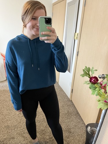 UNDERCOVER Felpa con cappuccio Victoria's Secret taglia media waffle testurizzata blu acqua taglia media