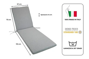 CUSCINO LETTINO PRENDISOLE CUSCINI PER ESTERNO CM 110+73 L 57 SP 6 GRIGIO - Foto 1 di 3