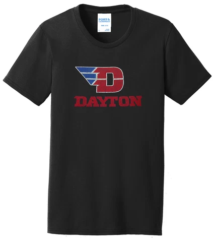 Women's Dayton Flyers Basketball College Ladies Bling Women's T-Shirt Size S-4XL Cover