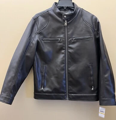 #202 Michael Kors Mens Faux Leather  Jacket, MB85415 Espresso Size M - Image 1 of 4