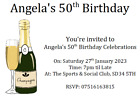 personalised birthday party invites invitations ADULT AGE CHAMPAGNE BUBBLES