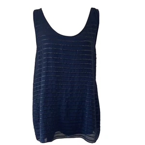 Ann Taylor Damen Gr. XL blau gestreift Pailletten Tank neu mit Etikett ärmellos Pullover - Bild 1 von 9
