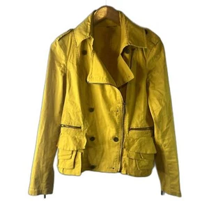 Chaqueta Moto Peplum Dobladillo Divertido Amarillo Brillante Talla 2 Pequeña Audaz Capas Pieza Rave - Imagen 1 de 12