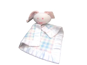 Bunny Rabbit Lovey weiß rosa blau kariert 16" x 16" Sicherheitsdecke HB - Bild 1 von 3
