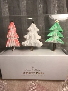 Meri Meri Christmas Trees Party Picks Winter Holiday Toothpick Appetizers 12 Pcs - Picture 1 of 11