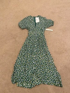 Anthropologie Faithful The Brand Farah Midi Kleid grün Blumenmuster Größe US 2 - Bild 1 von 3