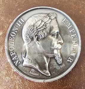FRANCE-1867-NAPOLEON III - SILVER MEDAL - RARE - Picture 1 of 2