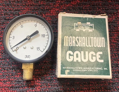 Marshalltown Vintage Pressure Gauge Brass Fitting Steel Case Glass Window - Image 1 of 2
