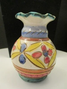 kleiner Vintage vase made in italy #72 handüberwurf und bemalt kleiner Chip unter Lippe  - Bild 1 von 4