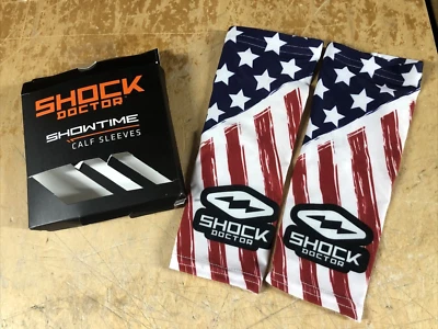 Shock Doctor SHOWTIME СЖАТИЕ Пара Рукава для Телячьих Ног Молодежь OSFM ЗВЕЗДЫ + ПОЛОСЫ - Изображение 1 из 4