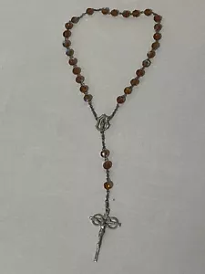 Crocifisso rosario perle vetro sterling e ambrato AFCO vintage - Foto 1 di 9