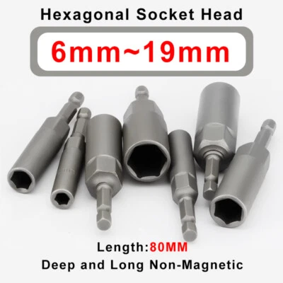 Hex Deep Socket Nut Driver Bit Impact Driver Drill 6~18mm Hex Shank Length 80mm  - Image 1 of 4