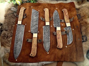 Custom  Made Damascus Steel Chef Knife Set. - Picture 1 of 4