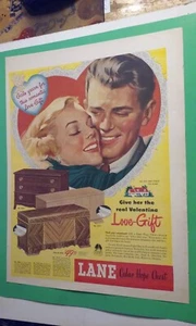 Vintage 1950er LANE Zeder Hoffnung Truhe Original Magazin Farbkunst Anzeige "Liebe-Geschenk" - Bild 1 von 3