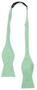 Tommy Hilfiger Mens Green Silk Textured Classic Polka Dot Bow Tie 140169