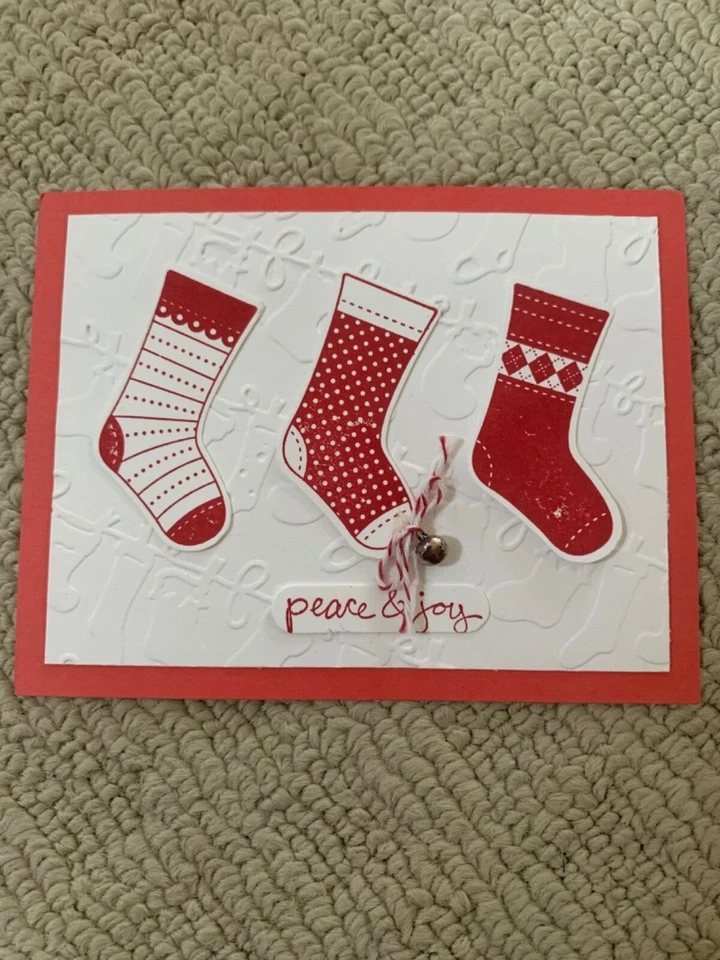 Para ti Medias Cosidas Navidad Tarjeta Roja Kit de 6 Hecho con Stampin' Up Foto 1 de 1