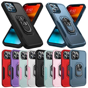 For iPhone 16 15 14 13 Pro Max 12 11 7 8 Shockproof Rubber Ring Stand Case Cover - Picture 1 of 82
