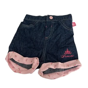 Disney Princess Shorts Girl's 3T Blue Pink Denim Pull-On - Picture 1 of 11