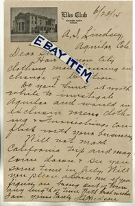 1915 CO. Briefkopf CANON CITY COLORADO J Hudson ELKS CLUB Grand Lodge B.P.O.E - Bild 1 von 2