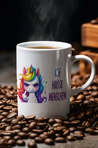 Tasse " Einhorn ich hasse Menschen2..... " Geburtstag, Geschenke - Bild 1 von 1