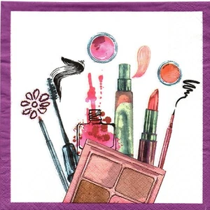 SERVIETTES EN PAPIER MAQUILLAGE BEAUTE FEMME. PAPER NAPKINS MAKE UP BEAUTY LADY - Picture 1 of 1