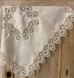 New French Country Victorian WHITE LACE TABLE SQUARE Tablecloth Table Topper 36" - Picture 1 of 1