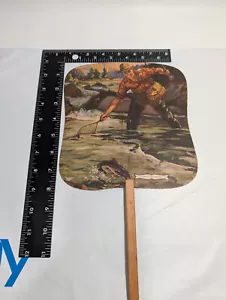 VTG McCormick Deering Newton IL Advertising Hand Fan Trout Fishing Trade Sign - Picture 1 of 7