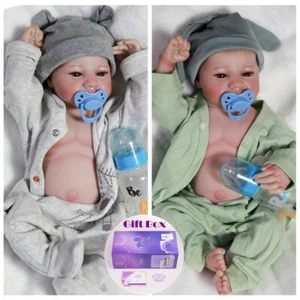 Waterproof Newborn Dolls Reborn Baby Boy/Twins Full Body Vinyl Silicone Bath Toy - Picture 1 of 21