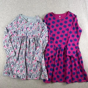 Tea Collection Dress Girls 14 Long Sleeve Polka Dot Floral Print Lot of 2 - Picture 1 of 24