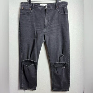 Abercombie & Fitch The Ankle Straight Ultra High Rise Black Distressed Jeans 31 - Picture 1 of 13
