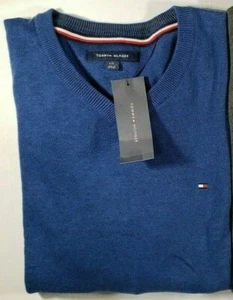 NEW Tommy Hilfiger Mens V-Neck Sweater Blue - Picture 1 of 3