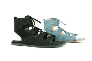 SANDALIAS GLADIADOR DE VERANO CON CORDONES Y TIRAS PARA DAMA Y MUJER ZAPATOS PLANOS BOHO CHIC TALLA - Imagen 1 de 14