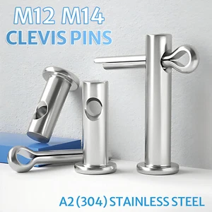12MM 14MM Clevis Pin 304 Stainless Steel A2 Hinge Pin Rigging Pin All Sizes - Picture 1 of 40