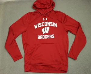 Under Armour Wisconsin Badgers Sweater Hoodie Pullover Men Size Medium Red NCAA - Picture 1 of 10