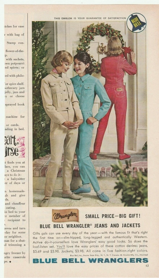 JEANS Y CHAQUETAS BLUE BELL WRANGLER AÑOS 60 5.25" X 11.25" Revista Anuncio ST3 Foto 1 de 1