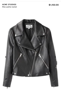 Acne Rita Black AW12 Leather Jacket Size 34 - Picture 1 of 8
