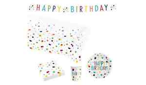 Amscan Colourful Confetti Happy Birthday Party Bundle Tableware, Plates Decor