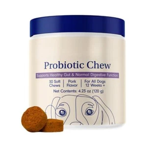 Dog Probiotic Chews for Gut and Digestion Health - 30 Soft Chews for 12 Weeks+ - Picture 1 of 12